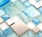 Glass Metal Kitchen Backsplash Tile Hand-Painted Blue & Silver Mosaic