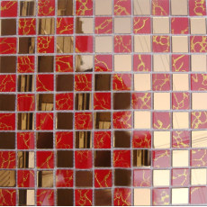 Red Squares Mirror Glass Tile Glossy Mosaic Bathroom Wall Tiles