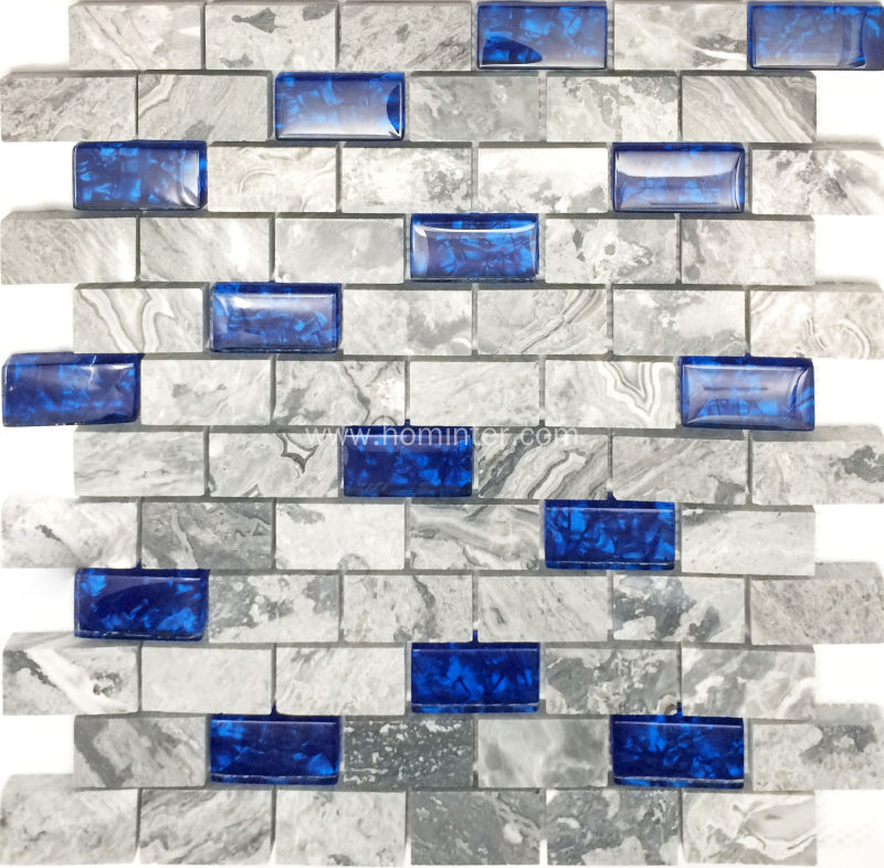 Glass Pool Mosaic Tile Silver Blend 1x2