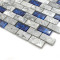 Glass Stone Mosaic Wall Tiles Navy Blue and Gray 1x2 Subway Tile