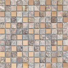 Stone Mixed Glass and Metal Mosaic Rose Gold & Gray Wall Tile