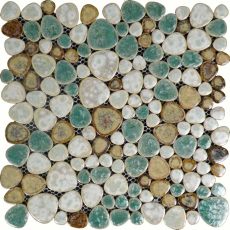 Porcelain Tile Pebble Heart-shape Glazed Ceramic Mosaic Pool Tiles