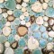 Glazed Ceramic Pebble Tile Turquoise Cream & Coffee Mosaic Wall and Floor Tiles