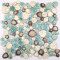 Glazed Ceramic Pebble Tile Turquoise Cream & Coffee Mosaic Wall and Floor Tiles