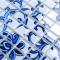 Blue and White Tile Patterned Glass Mosaic Kitchen Backsplash