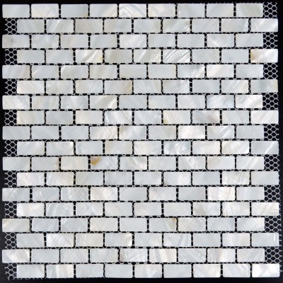 White Mother of Pearl Tile Subway Mini Brick Shell Mosaic