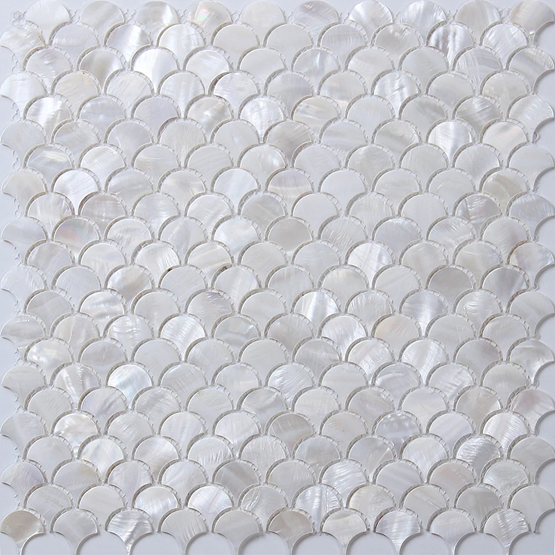 Mother of Pearl Backsplash Ultra White Fish Scale Shell Mosaic Tile