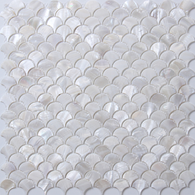 Mother of Pearl Backsplash Ultra White Fish Scale Shell Mosaic Tile