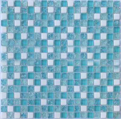 Glass Mix Stone Mosaic Crackle Blue White Floor and Wall Tiles