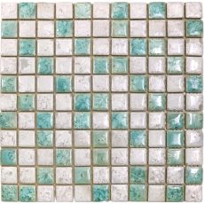 Porcelain Tile Turquoise Gray Mosaic Square Shower Floor and Wall Tiles