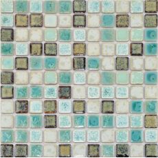 Glazed Porcelain Tile Square Mosaic Aqua Brown Wall and Floor Tiles