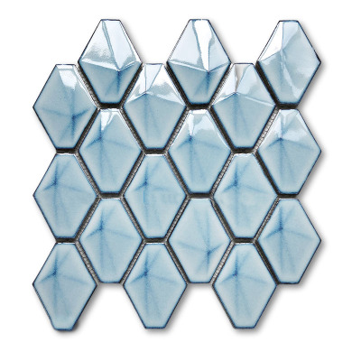 Blue Porcelain Tile Hexagon Glazed Ceramic Mosaic Wall and Floor Tiles