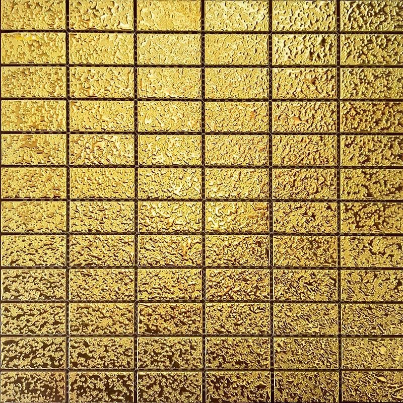 Silicate Gold Gold Ceramic Floor & Wall Tile Non-slip Glazed Porcelain Mosaic Sheet