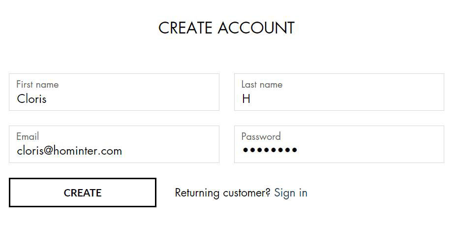 create my account form